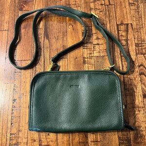 Minooy Green Leather Crossbody/Wallet Bag